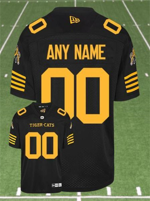 Men's Hamilton Tiger-Cats Home Customized Black Stitched Jersey